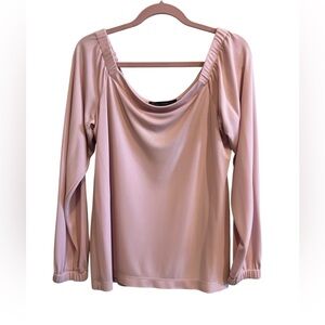 White House Black Market Blush Pink Off-The-Shoulder Blouse Size Large